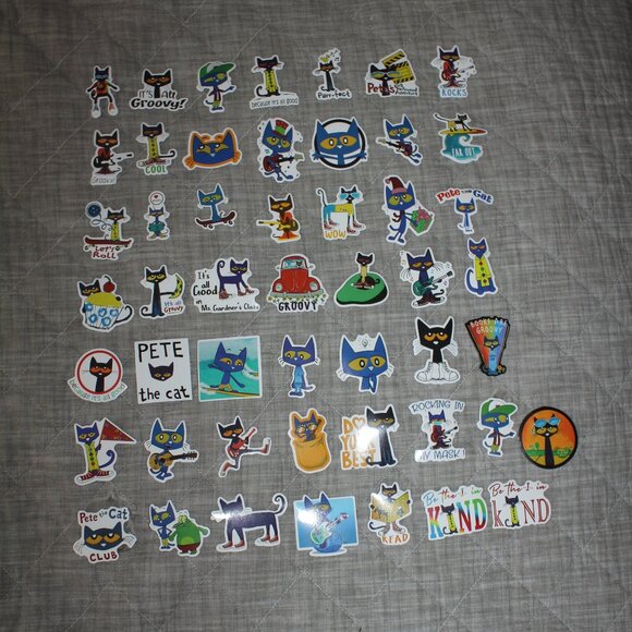 Lot of 50 Glossy Pete The Cat Stickers - Picture 2 of 5
